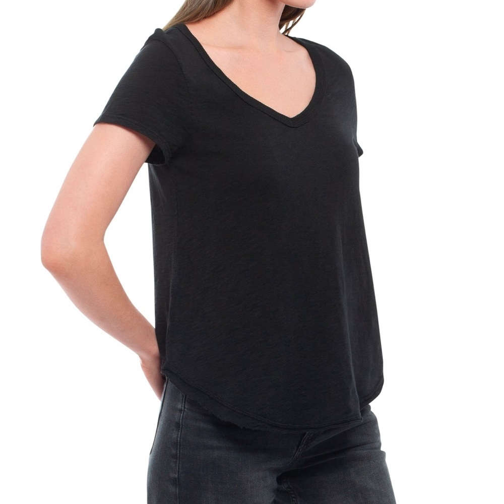 WILT Short Sleeve Shrunken V-Neck Shirttail Tee -Black Xl